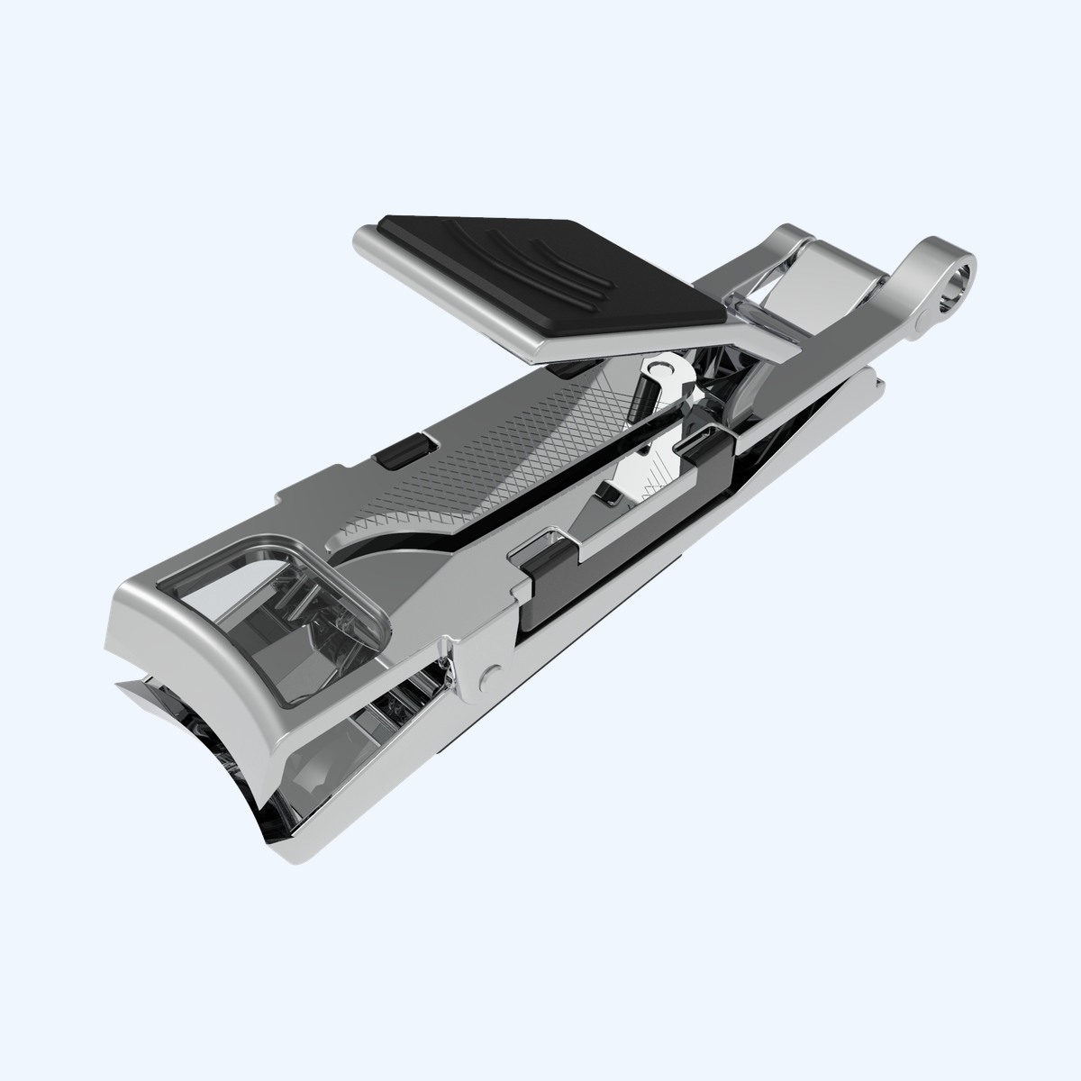 Alternate angle of the chrome EClipped nail clipper