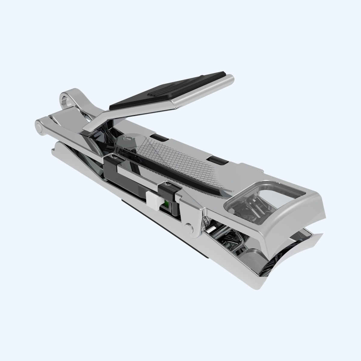 Chrome EClipped Lighted Nail Clipper shown open