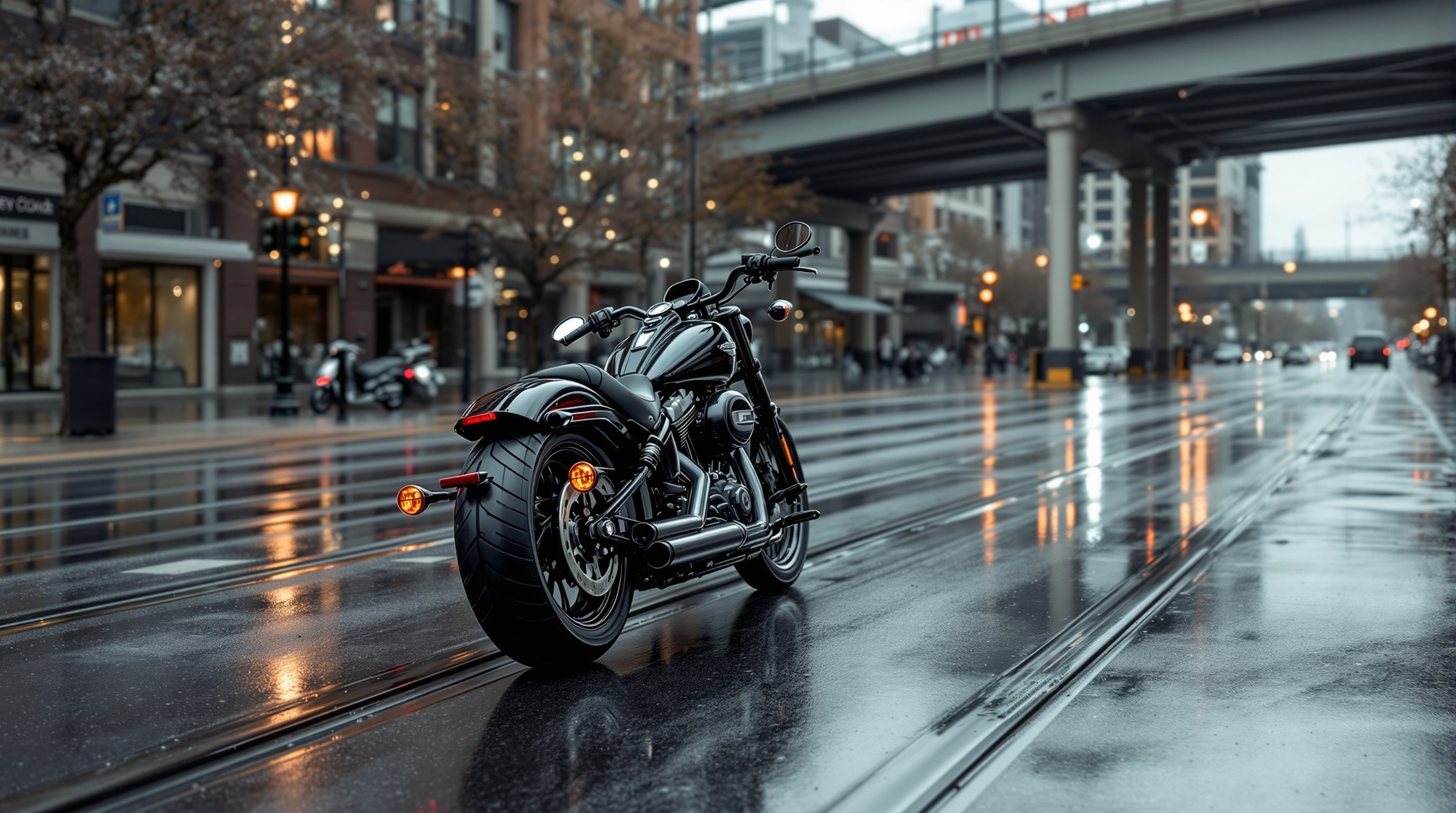 Crossing MAX and Streetcar Tracks on a Motorcycle in Downtown Portland
