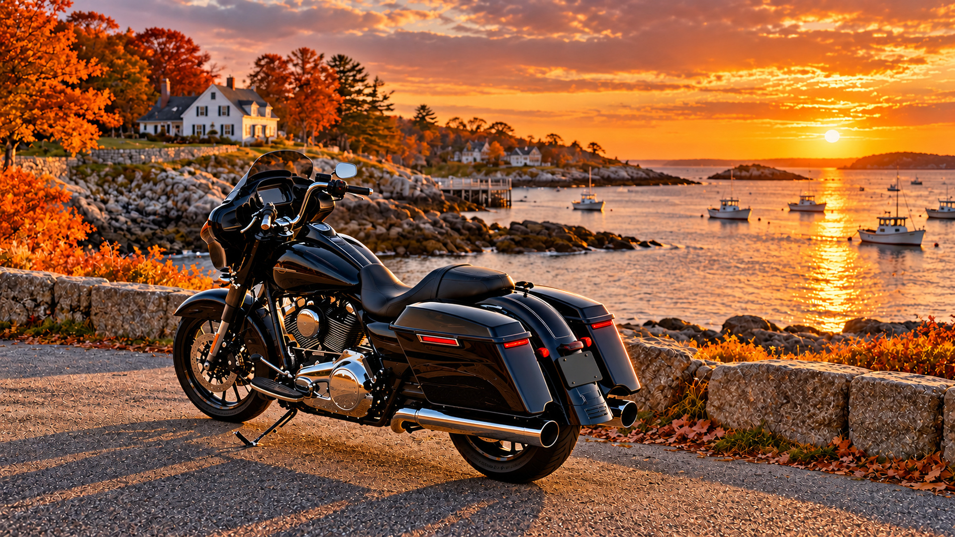 A rider on Route 3A along the South Shore coast near Duxbury in late fall