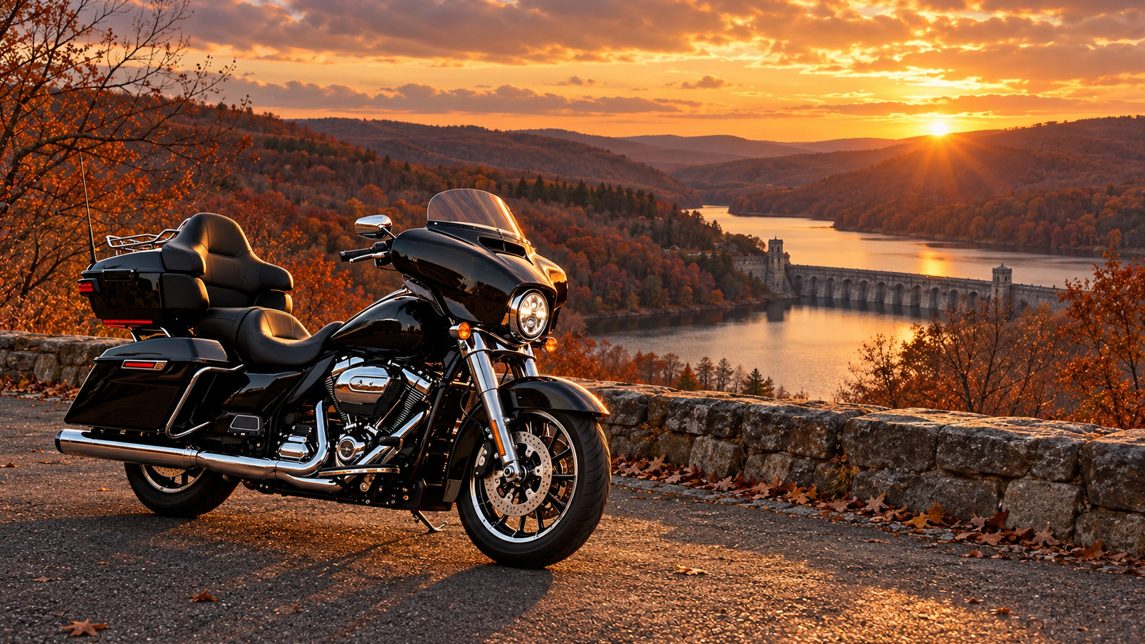 A rider on Route 129 along the New Croton Reservoir in late fall