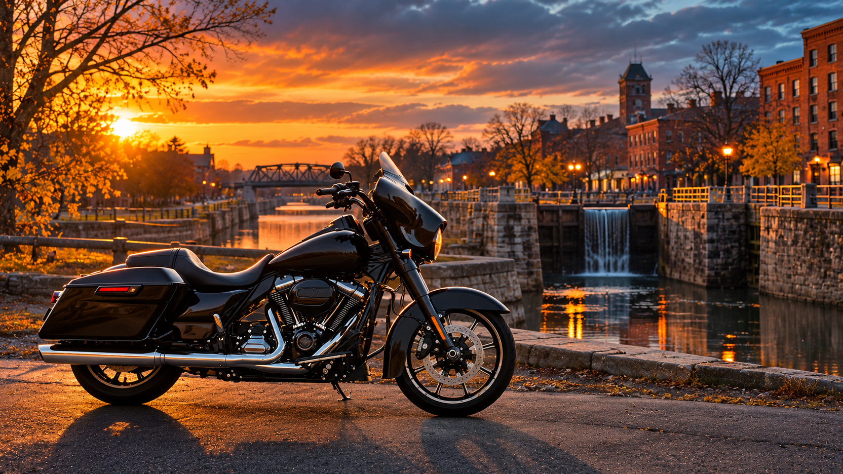 A rider on Route 31 beside the Erie Canal in late fall